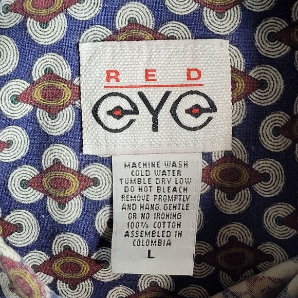 Red Eye Vintage Marc Daniels Mens L Button Down Long Sleeve Shirt Retro Pattern - Picture 7 of 9